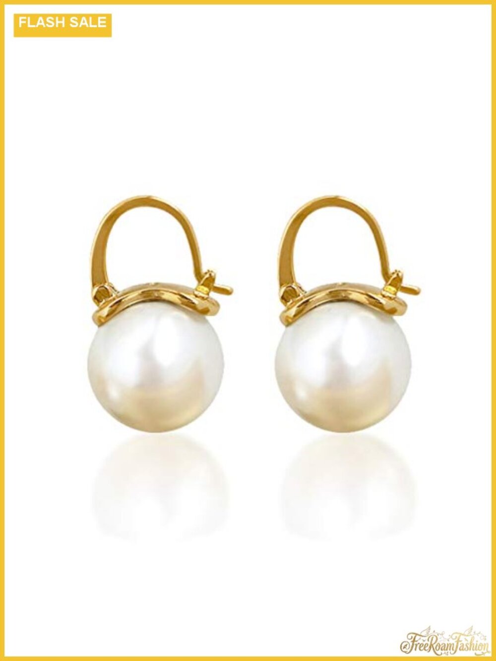 925 Sterling Silver Pearl Drop Dangle Earrings with Gold Plated Leverback